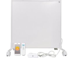 Overmania Infraroodpaneel 350W 62x62cm - WiFi Bestuurbaar - Instelbare Thermostaat - Veilig en Energiezuinig - Inclusief wielen