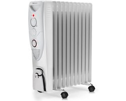 Pro Breeze 2500W Elektrische Kachel - Krachtige Olieradiator tot 26 m2 - Ingebouwde 24-uurs Timer, 3 Standen, Regelbare Thermostaat en Veiligheidsuitschakeling - Wit