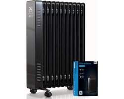 Rooal Olieradiator - Oliegevulde Radiator - Elektrische - Kachel - Verwarming - Heater - Zwart - 2000 Watt - Verrijdbaar