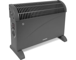 VONROC Elektrische kachel – Convectorkachel met ingebouwde radiator ventilator - 3 standen: 750W/1250W/2000W – Regelbare thermostaat – Verwarmt ruimtes tot 24m2 - Extra stevige behuizing - Grijs