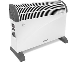 VONROC Elektrische kachel – Convectorkachel met ingebouwde radiator ventilator – 3 standen: 750W/1250W/2000W – Regelbare thermostaat – Verwarmt ruimtes tot 24m2 - Extra stevige behuizing - Wit