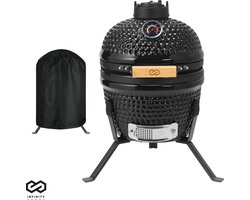 Infinity Goods Kamado BBQ Egg - 13 Inch - Inclusief Hoes - Houtskoolbarbecue - Ø 27 CM - Zwart