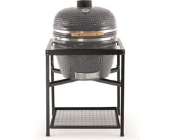 Kamado 26 inch by Landmann Grijs - Tafelmodel - 57 cm grilloppervlak - Met thermometer - Met onderstel en handgrepen - Dubbelwandig & geïsoleerd - BBQ Egg