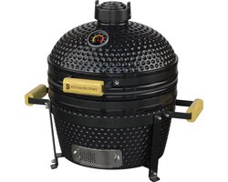 KitchenBrothers Kamado BBQ - 16 Inch Houtskool Barbecue - 34⌀ cm - Deluxe Set - Egg BBQ met Accessoires - Zwart