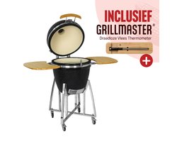 LIVIN' Kamado 21 Inch - Kamadobarbecues - Kamado bbq - Kamado houtskool - Kamadobarbecues - Houtskoolbarbecues - Keramisch - Inclusief onderstel - Hoge Kwaliteit Keramiek - Inclusief Thermometer - Zwart