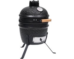 vidaXL Kamado barbecue 2-in-1 56 cm keramiek zwart