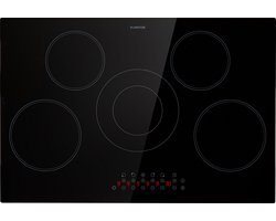 Klarstein Virtuosa 5 Glaskeramische Kookplaat - 77 cm - 5 Kookzones: 8200 Watt - 9 Standen - Timer - Frameloos - Kinderslot - Zwart