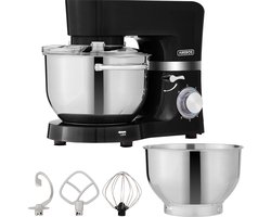 AREBOS Keukenmachine - 1500W - Keukenrobot - 5,5L&4,5L - Keukenmixer - Foodprocessor - Roestvrij Stalen Mengkom - 6 Snelheden - Zwart