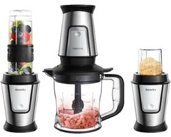 Ariqo 3-in-1 Keukenmachine - Foodprocessor - Keukenmixer - Blender - Smoothie Juicer - Draagbaar - 700W - RVS - Incl. Accessoires