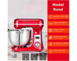 BioloMix® Deegmachine - Keukenmixer 6 Liter - Kneedmachine Keukenmachine 4KG RVS - Deegmixer Zwaar Deeg - Rood