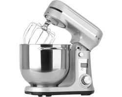 Biolomix - Keukenmixer - Keukenmixer met 6L RVS mengkom - professionele keukenmachine - Stille motor - Keukenrobot - 1200W - 220V - Zilver