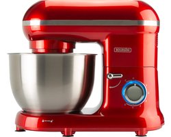 Bourgini Classic Kitchen Chef Keukenmachine - 4.5L Mengkom - Keukenmixer - Keukenrobot - 1300W- Rood