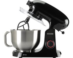 Bourgini Steel Kitchen Chef Pro Keukenmachine - 5.5L Mengkom - 1800W - Metalen behuizing- Zwart - Keukenrobot