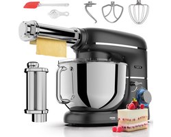 Fentic Keukenmachine - 2000W - Keukenrobot - Incl. Pastaroller en extra accessoires - 6,2L Mengkom - Foodprocessor - Pastamachine - Zwart