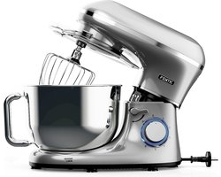 Fentic Keukenmachine - 2000W - RVS Mengkom (6,2 L) - Keukenrobot - Mixer met Garde, Deeghaak en Menghaak - Incl. Beschermhoes en extra Accessoires - Zilver