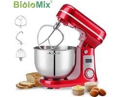 Jurrys Keukenmachine - Biolomix - Rood - Mixer - Garde - 1200W - Roestvrijstaal - Keukenrobot - 6L - Voedsel