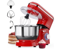 Keukenmachine 2000W - Keukenrobot - Foodprocessor - Keukenmixer met RVS Mengkom - Incl. 5 Accessoires - 6.2L - Rood - Vivid Green