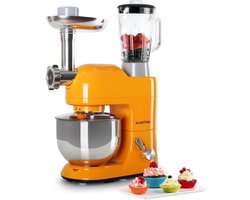 Klarstein Lucia 3-in-1 Keukenmachine - Blender - Staafmixer - Hakmolen - Keukenrasp - Sapcentrifuge - Food Processor - 2000 Watt - 6 Modi - Zonder BPA - 3 Liter - 3 L Maatbeker - Vlees en Pasta - 1,5 Liter Blender - Accessoires: 20-Delig - Oranje