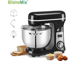 ProductPlein - BioloMix® Deegmachine - Keukenmixer 6 Liter - Kneedmachine Keukenmachine 4KG RVS - Deegmixer Zwaar Deeg - Matte Grijs