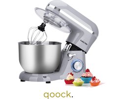 Qoock® | XL Keukenmachine | 5.5L | 5.5 Liter | 1500W | Zilver Metallic | Swiss Pro