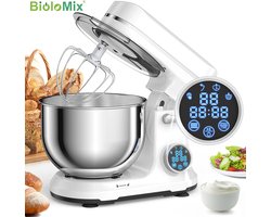 RM Store® - Elektrische Mixer - Keukenmixer Met Mengkom - Voedselmixer - Met Deeghaak En Garde - 11 Snelheden - OLED Scherm - Wit -