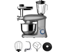 Royal Swiss - Keukenmachine Multifunctionele - 3in1 Keukenrobot Mixer XXL 6 Liter - 6 Snelheden - Elektrische Energie 1400w - Kleur Zilver/Grijs- Blender - Met accessoires