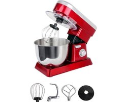 Royal Swiss - Keukenmachine - XL Krachtige keukenmachine - 1200W - 5L - Zilver/Rood - Keukenmachine Multifunctionele - Keukenmachine met accessoires