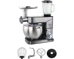 Royal Swiss Multifunctionele Keukenrobot 12L met Blender en Vleesmolen - 3-in-1 Krachtige Keukenmachine 2000W - Silver - Foodprocessor - Met Accessoires