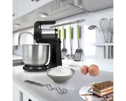 SM3 Keukenmachine 300 W 2 in 1 Elektrische Handmixer en Keukenmixer 4 Liter Kom 2 Kloppers 2 Deeghaken 1 Garde 5 Snelheden & Turbo Voor Cakes Koekjes Cupcakes Slagroom Etc