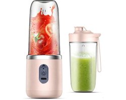 Smoothie Maker - roze - Oplaadbare Mini Blender - Smoothies & Shakes - Draadloos & Draagbaar - Fruit Mixer - USB Oplaadbaar - 6 bladen - multifunctionele - 520ML