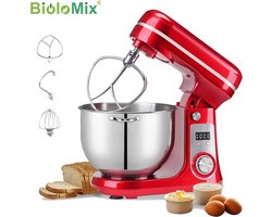 Stellar Keukenmixer - Met 6L RVS Mengkom - Blender - Deeg Kneder - Mixer - Professionele Keukenmachine - Stille motor - Keukenrobot - 1200W - Rood