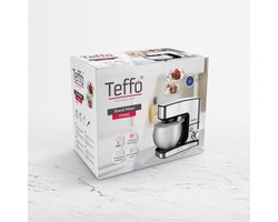 Teffo - Keukenmixer 5L 1300W - Keukenmachine - Mixer - Met mengkom - Roestvrij staal