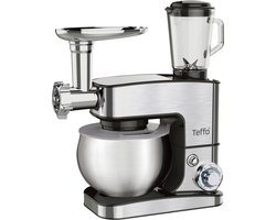 Teffo - Multifunctionele mixer / Keukenrobot Pro 5L 1300W - Keukenmachine - Mixer - Met mengkom - Roestvrij staal