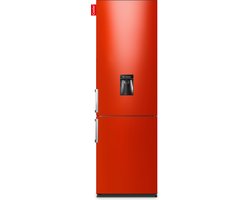 COOLER LARGEH2O-ARED Combi Bottom Koelkast, E, 196+66l, Hot Rod Red Gloss All Sides, Handle, Waterdispenser