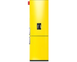 COOLER LARGEH2O-AYEL Combi Bottom Koelkast, E, 196+66l, Lucid Yellow Gloss All Sides, Handle, Waterdispenser