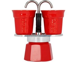 Bialetti - Mini Express - Percolator - Aluminium - 2 kops - Rood - Inclusief 2 kopjes