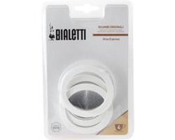 Bialetti Moka Express filterplaatje en drie rubber ringen 3/4 kops