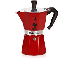 Bialetti Moka Express - Percolator - 6 kops - Aluminium - Rood