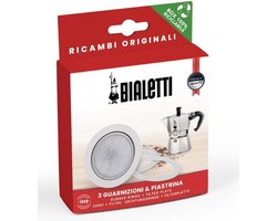 Bialetti Moka filterplaatje + rubber ringen - 2 kops