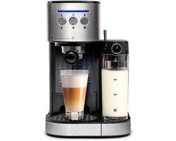 BluMill Koffiemachine - Pistonmachine - Incl. automatische melkschuimer - Zilver