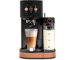 BluMill Koffiemachine - Pistonmachine - Incl. automatische melkschuimer - Zwart / Rosé