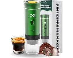 BrewMate 3-in-1 Draagbare Espressomachine – Geschikt voor Capsules & Gemalen Koffie – USB-C Oplaadbaar – Draagbare Koffiemachine - Voor Gemalen Koffie, Nespresso Cups & Alle Andere Merken Cups - 15 Bar Druk – Compact & Lichtgewicht – Groen