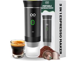 BrewMate 3-in-1 Draagbare Espressomachine – Geschikt voor Capsules & Gemalen Koffie – USB-C Oplaadbaar – Draagbare Koffiemachine - Voor Gemalen Koffie, Nespresso Cups & Alle Andere Merken Cups - 15 Bar Druk – Compact & Lichtgewicht – Zwart