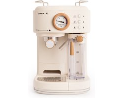 CREATE - Espressomachine - 20bar halfautomatische - Met melkreservoir - Gebroken wit - THERA RETRO PRO