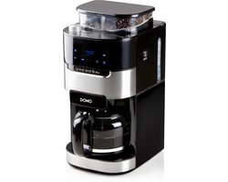 DOMO DO721K Koffiemachine met bonenmaler 'Grind & Brew' - Instelbare grofheid - Permanente filter - RVS/Zwart