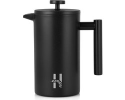 Hanamura Cafetiere - French press - Dubbelwandig - 1L - Zwart