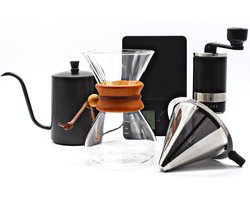 House of Husk Slow Coffee Set - 0.4L - Filter Koffie Set met Koffiemolen en Weegschaal - Coffeemaker - Gooseneck Ketel - Cafetière - Pour Over