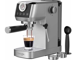 Iceagle Koffiemachine met 20-Bar Italiaanse Pomp - Espresso Machine Roestvrij Staal - Koffiezetapparaat voor Cappuccino met Melkopschuimer, Touchscreen met Drukweergave, 1.3L Watertank