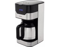 Inventum KZ718D - Koffiezetapparaat - 1,2 liter - 10 kopjes - Filter 1x4 - Thermoskan - Display met timer - Filterkoffie - RVS/Zwart