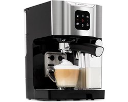 Klarstein Bellavita Koffiezetapparaat - 3-In-1 Functie: Espresso, Cappuccino en Latte Macchiato - Melkopschuimer - 1450 Watt - 20 Bar - 1,4 Liter Watertank - 0,4 Liter Melkschuimreservoir - Zelfreinigend systeem - Zilver